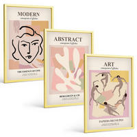 BILDER SET 3er Set - 40x60 cm Goldrahmen - Stilvolle Porträts in Pastellfarben - Goldfarben, Kunststoff (40/60cm) - TULUP