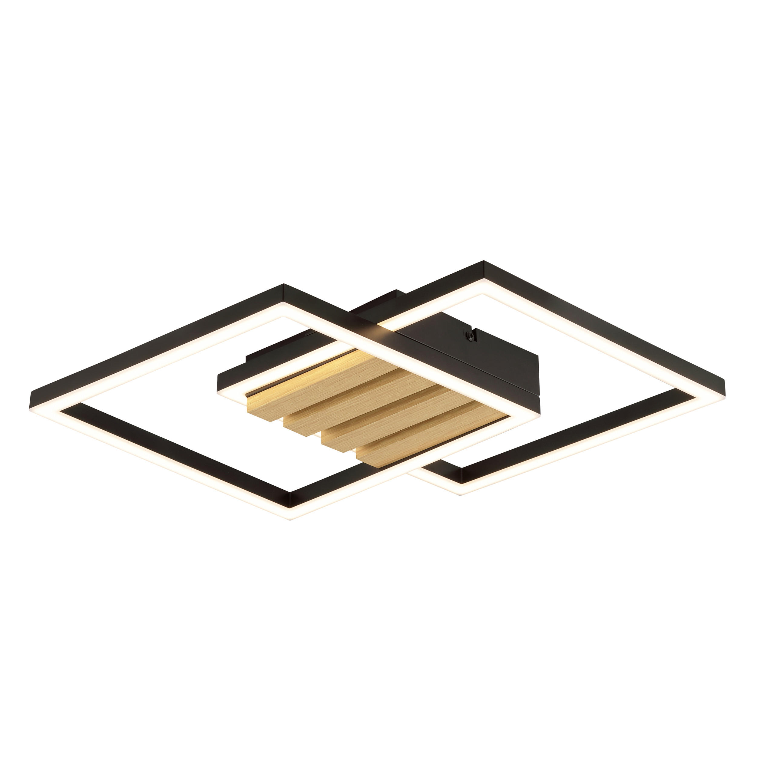 LED DECKENLEUCHTE Kaleo Schwarz/Holz 37,5/37,5/5,3 cm - Multicolor, Metall (37.5/37.5/5.3cm) - Brilliant