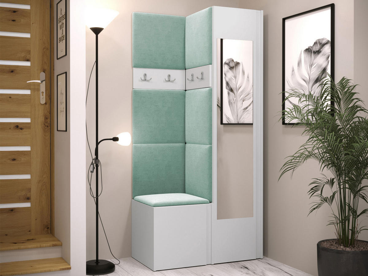 GARDEROBEN-SET Orion XXV - Weiß/Mintgrün, Holzwerkstoff/Kunststoff (82/186/46cm) - MIRJAN24