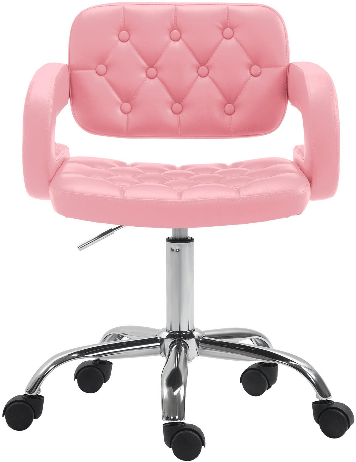 DREHSTUHL Lederlook pink - Chromfarben/Pink, Textil/Metall (62/78/55cm) - CLP