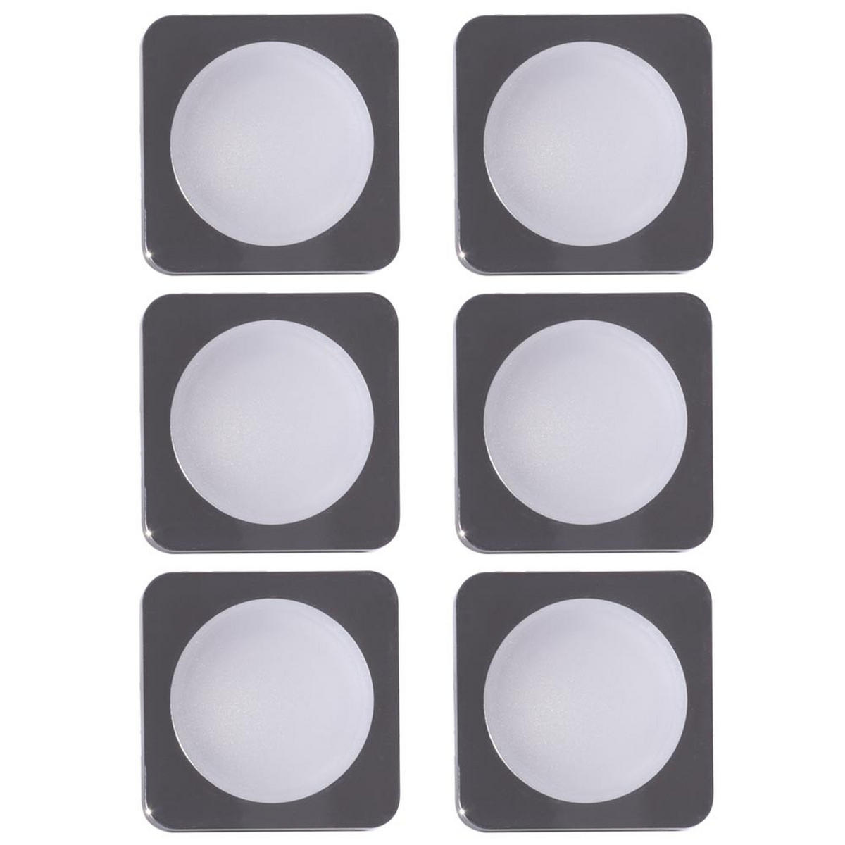 LED DECKENLEUCHTE Chrom Silber 6er Set - Silberfarben, Kunststoff (8.4/8.4/1.5cm)