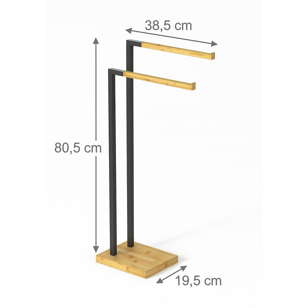 HANDTUCHHALTER - Schwarz, Holz/Kunststoff (38.5/80.5/19.5cm) - Relaxdays