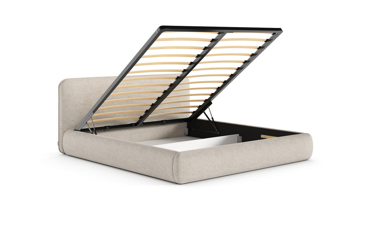 POLSTERBETT ODETTE mit Bettkasten, Beige Wind 05 - 180x200 cm - Beige/Naturfarben, Holz/Textil (180/200cm) - mybed.