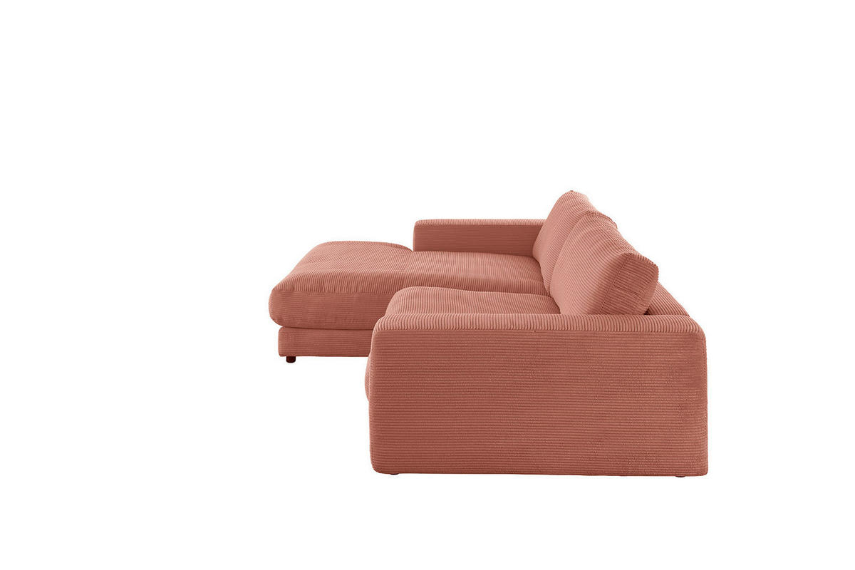 ECKSOFA MADELINE Braun Cord - Dunkelbraun/Schwarz, Kunststoff/Textil (270/190cm) - KAWOLA