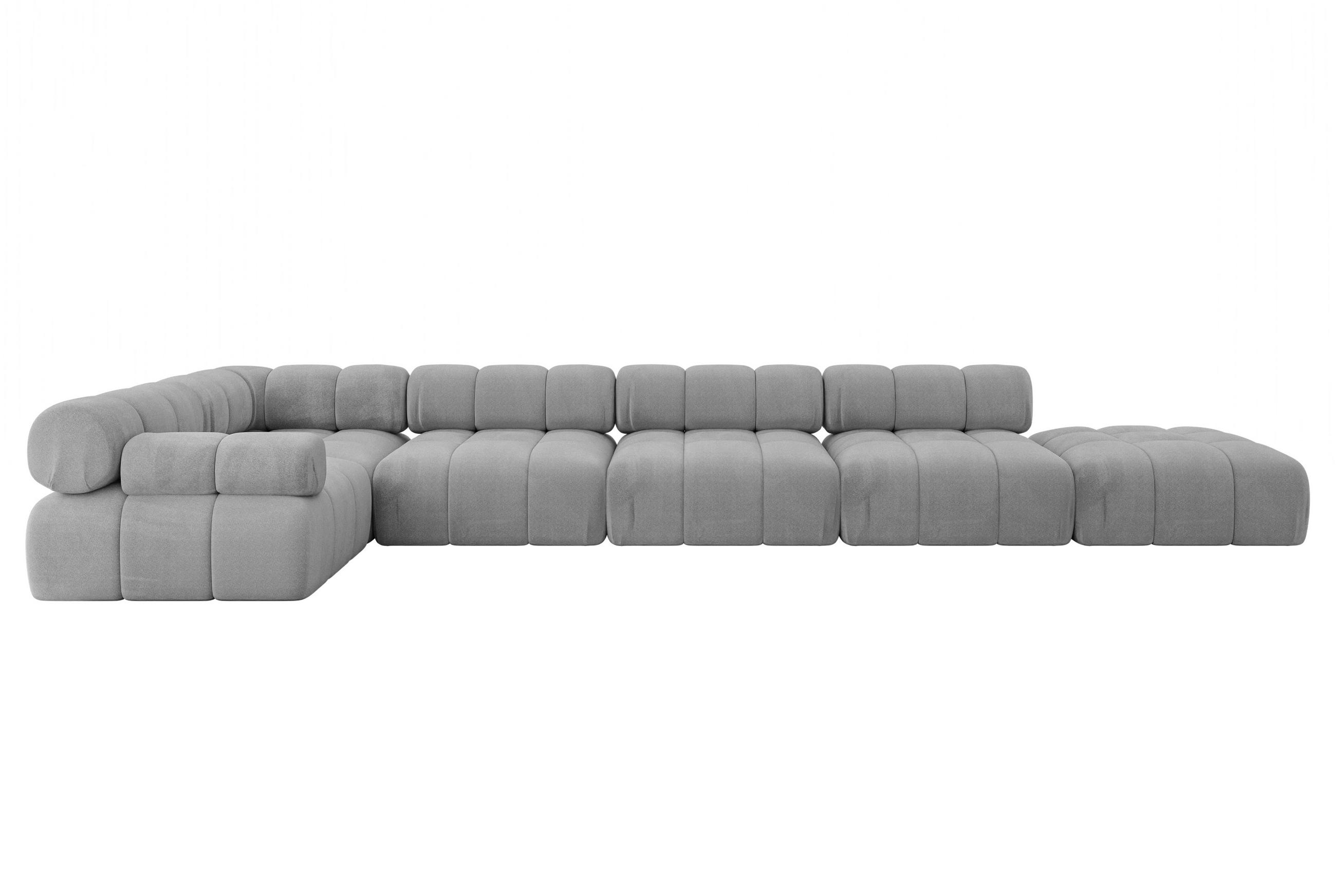 ECKSOFA modulares Sofa Felto-L3 - 475x190x70 cm Hellgrau Velours - Hellgrau, Holzwerkstoff/Textil (475/190cm) - ALTDECOR