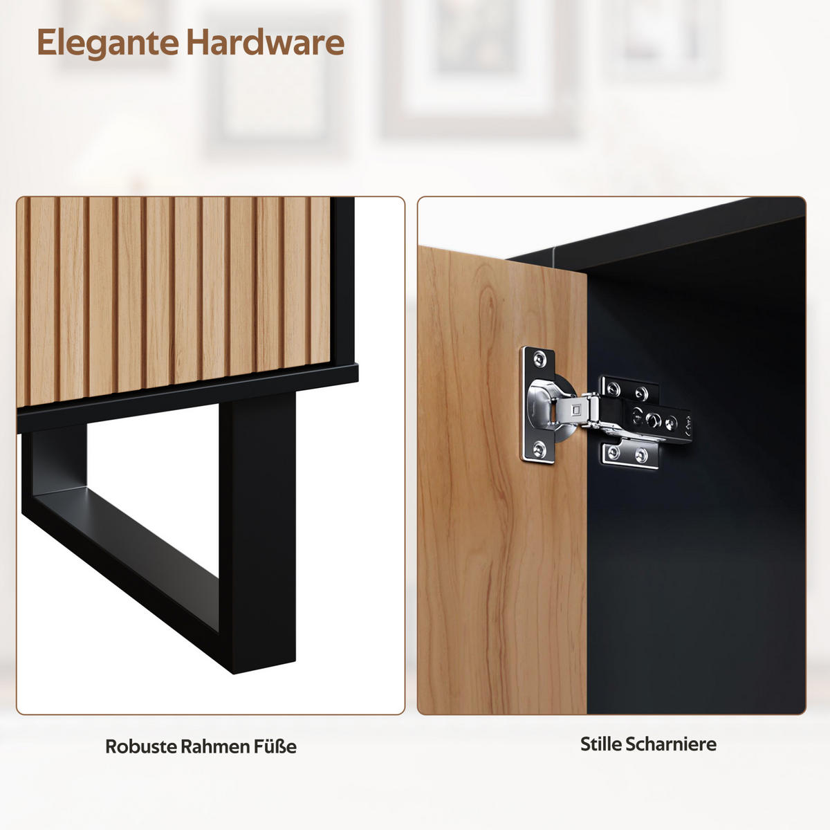 SIDEBOARD 160/38/75 cm Schwarz/Natur aus MDF und Spanplatte mit Stauraum - Schwarz, Holzwerkstoff (38/75/160cm) - OKWISH