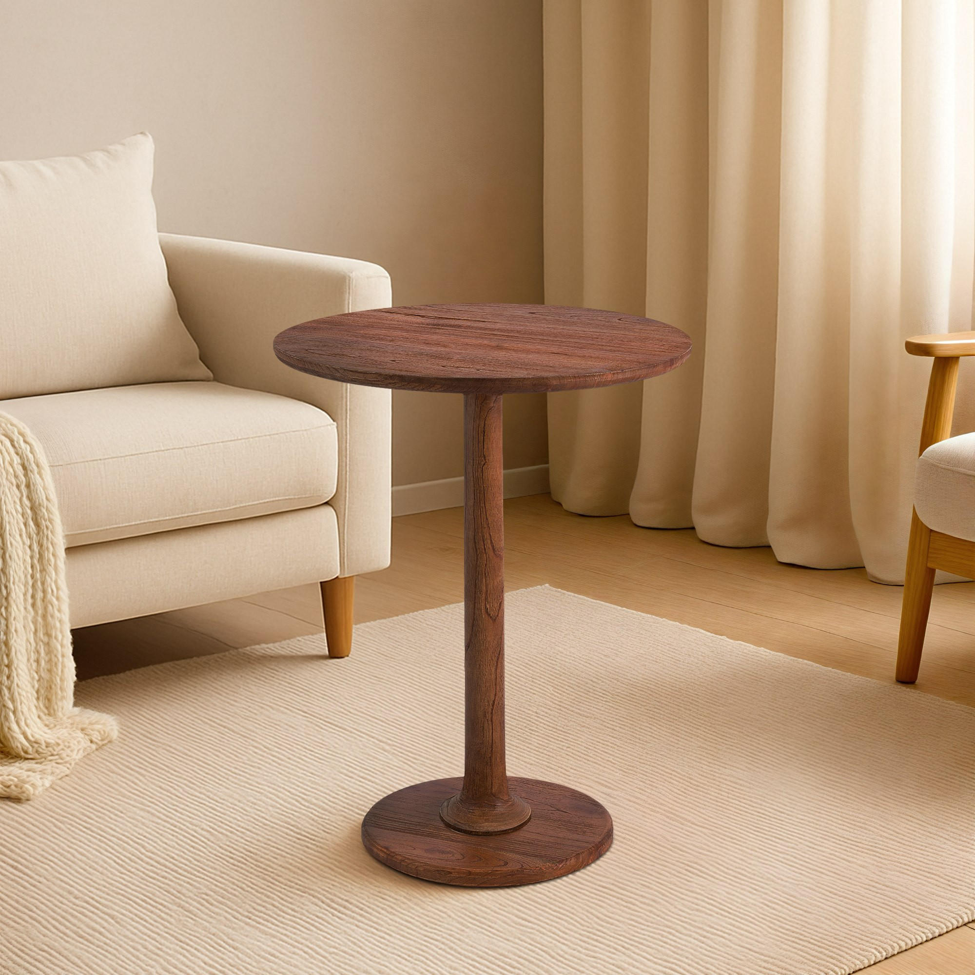 BEISTELLTISCH rund 60 cm Holz Braun - Braun, Holz (60/60/65cm) - CLP