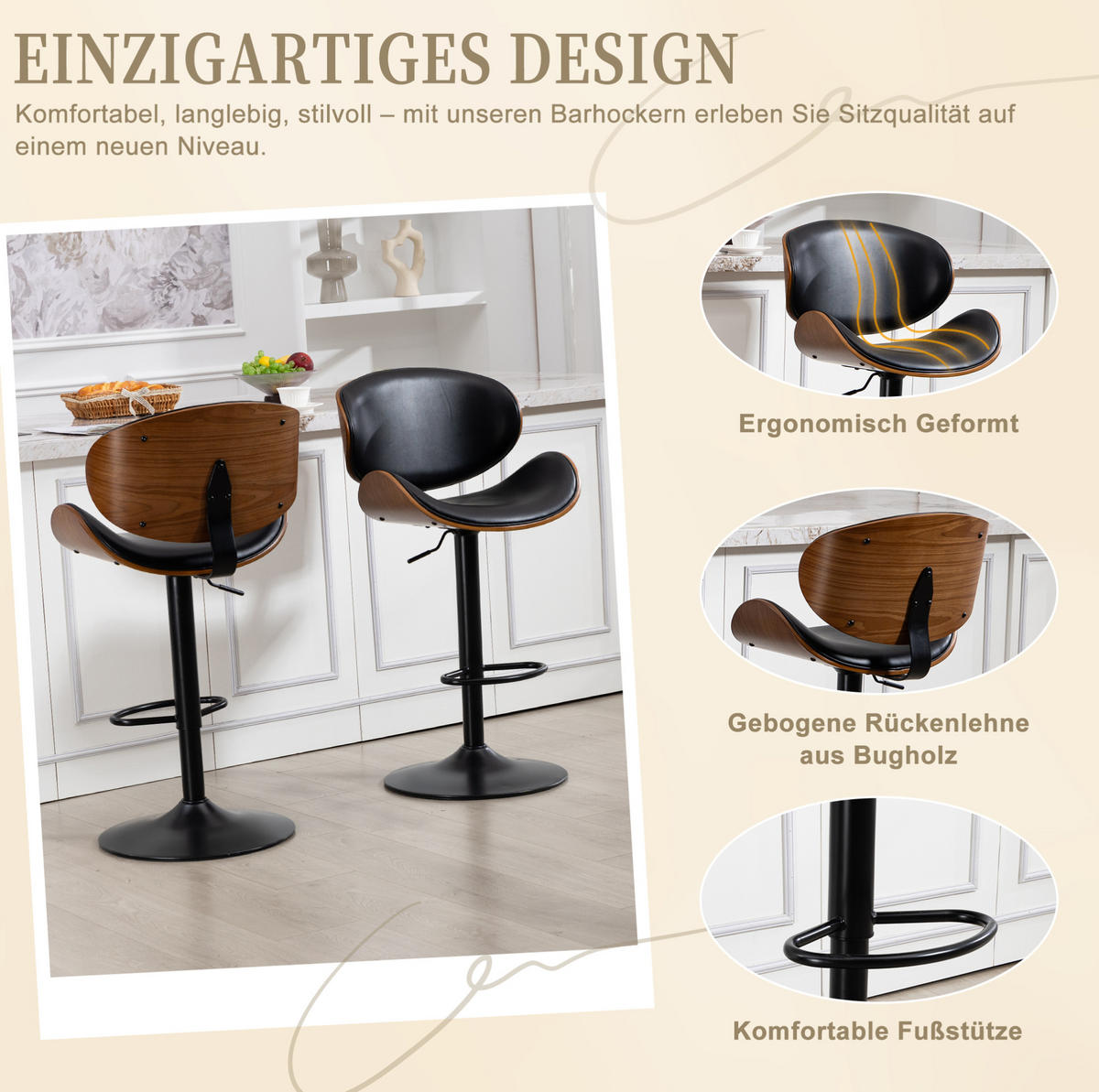 BARHOCKER höhenverstellbar und drehbar, Schwarz, Sitzhöhe 59–70 cm - Schwarz, Metall (50/93/51cm) - MIVRAY