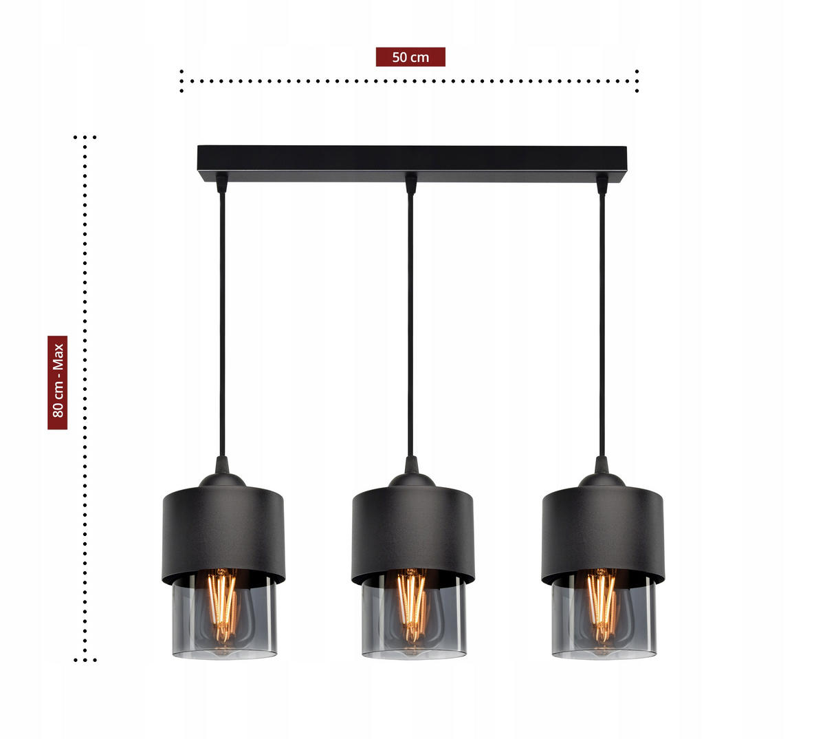 PENDELLEUCHTE Hege - Transparent/Anthrazit, Glas/Metall (12/55/80cm) - kiki design