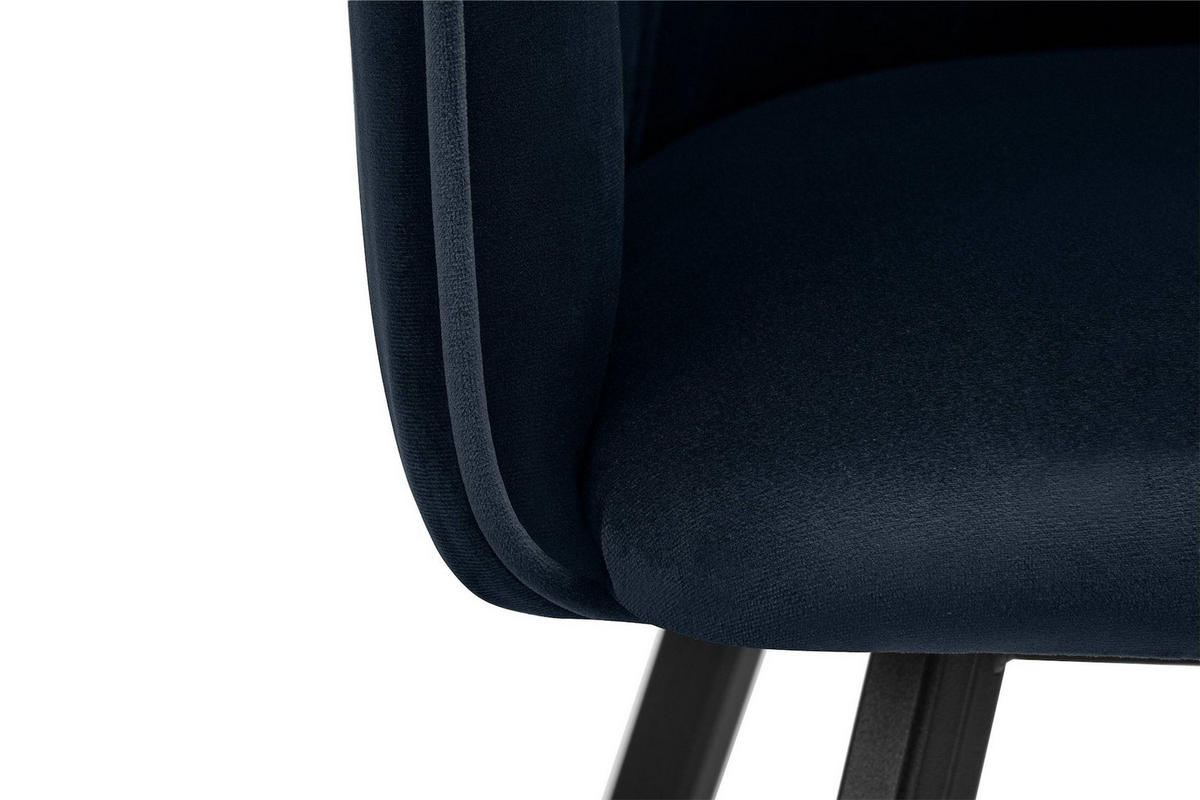 ESSZIMMERSTUHLE PYRUS 2-tlg Velours-Sitz, Dunkelblau/schwarz - Schwarz/Dunkelblau, Textil/Metall (56/84/46cm) - KONSIMO®