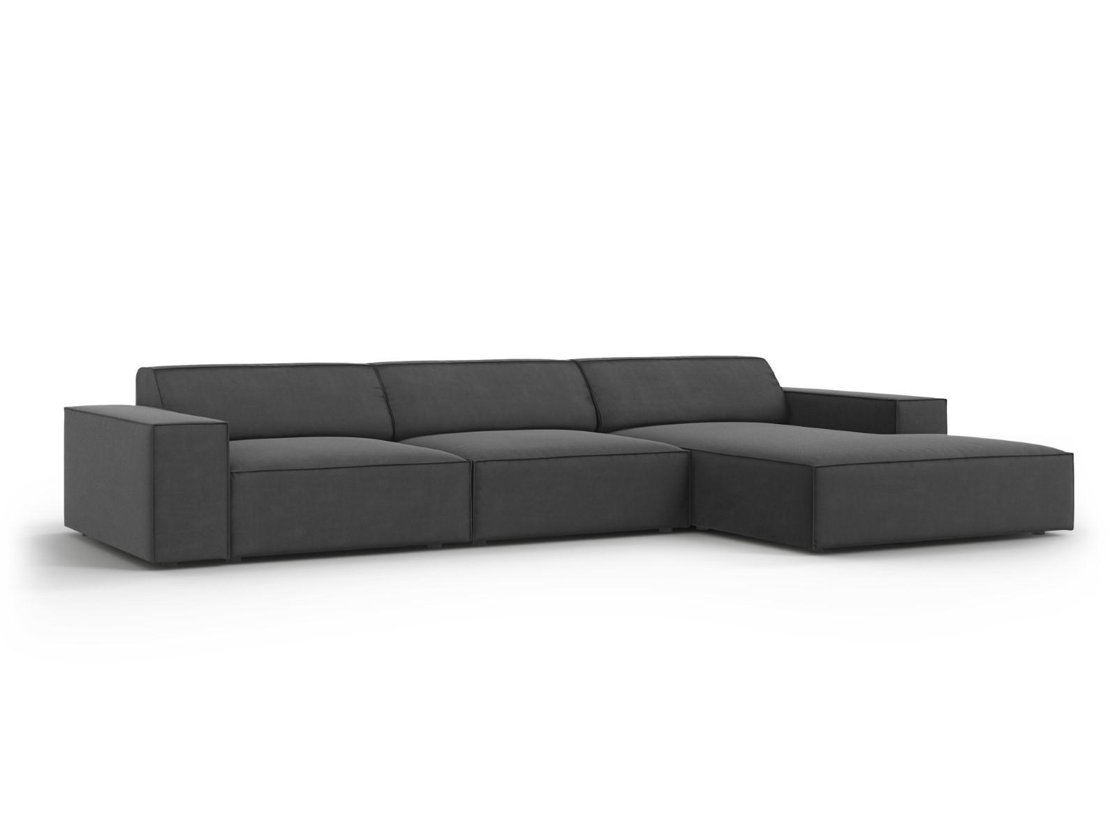ECKSOFA rechts Jodie aus Samt grau 4 Sitzplätze - Grau, Textil (166/284cm) - Micadoni