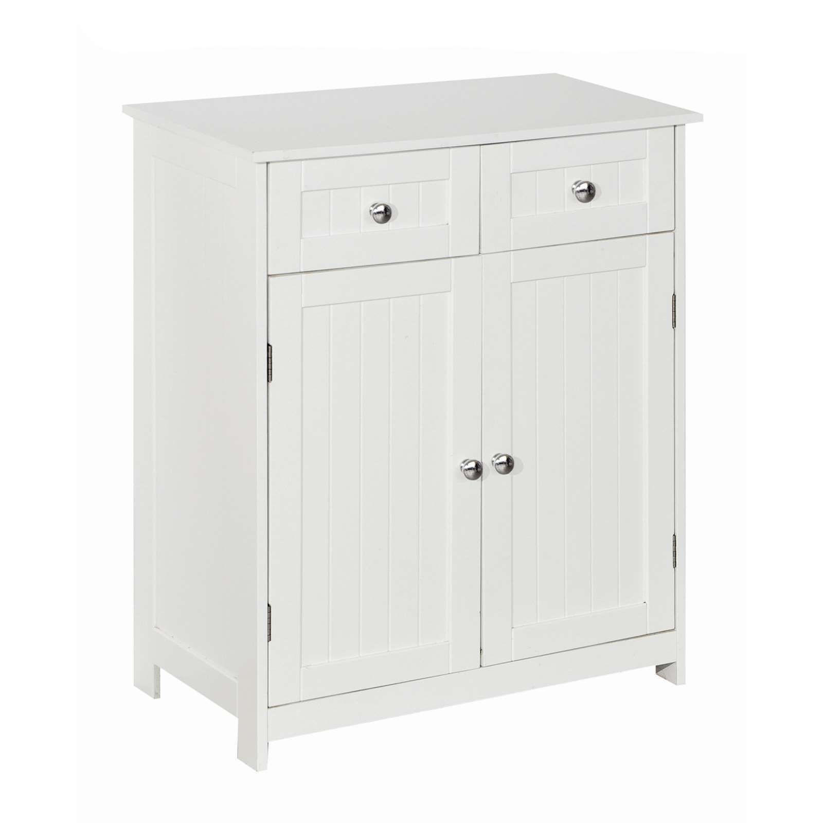 BADSCHRANK MDF Weiß 2 Türen 2 Schubladen 60x30x75 cm - Weiß, Holzwerkstoff (60/75/30cm) - Begryf
