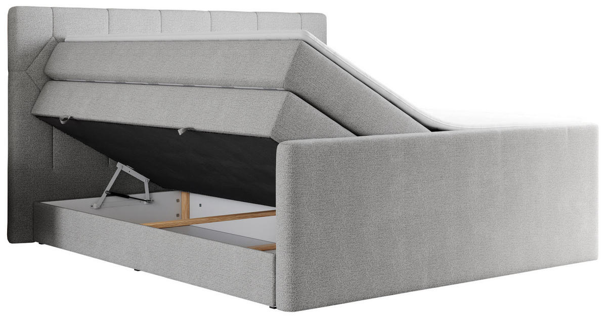 BOXSPRINGBETT KING EIGAR 160/200 Hellgrau Struktur - H3 - Hellgrau, Holz/Textil (160/200cm) - MKS