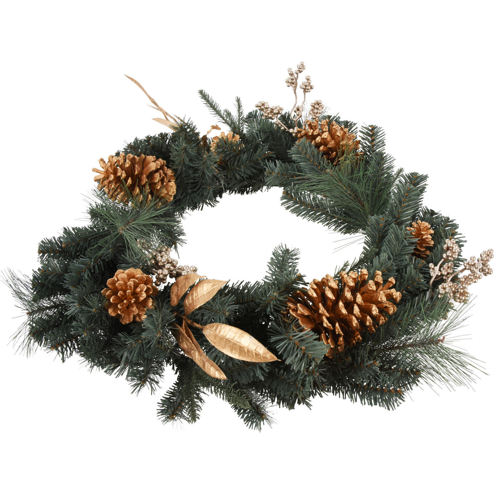 WEIHNACHTSKRANZ goldene Details 60/60/13 cm - Grün, Naturmaterialien (60/13/60cm) - Home Styling Collection