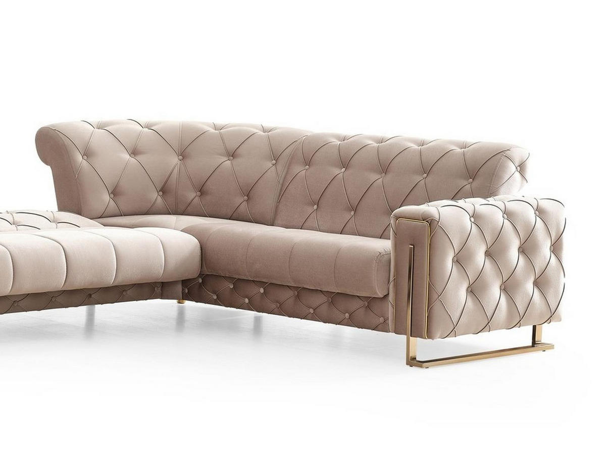 ECKSCHLAFSOFA Shimla Beige - Langer Schenkel Links - Beige, Holzwerkstoff/Kunststoff (310/245cm)
