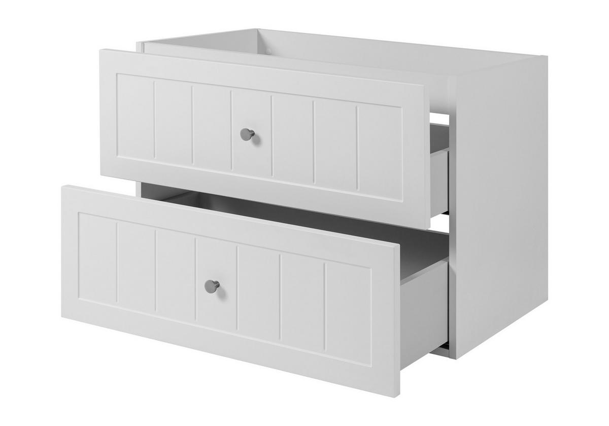 WASCHTISCHUNTERSCHRANK im klassischen Stil, weiß, 80 x 57 x 46 cm - Silberfarben/Weiß, Holzwerkstoff (80/57/46cm) - 3XE LIVING