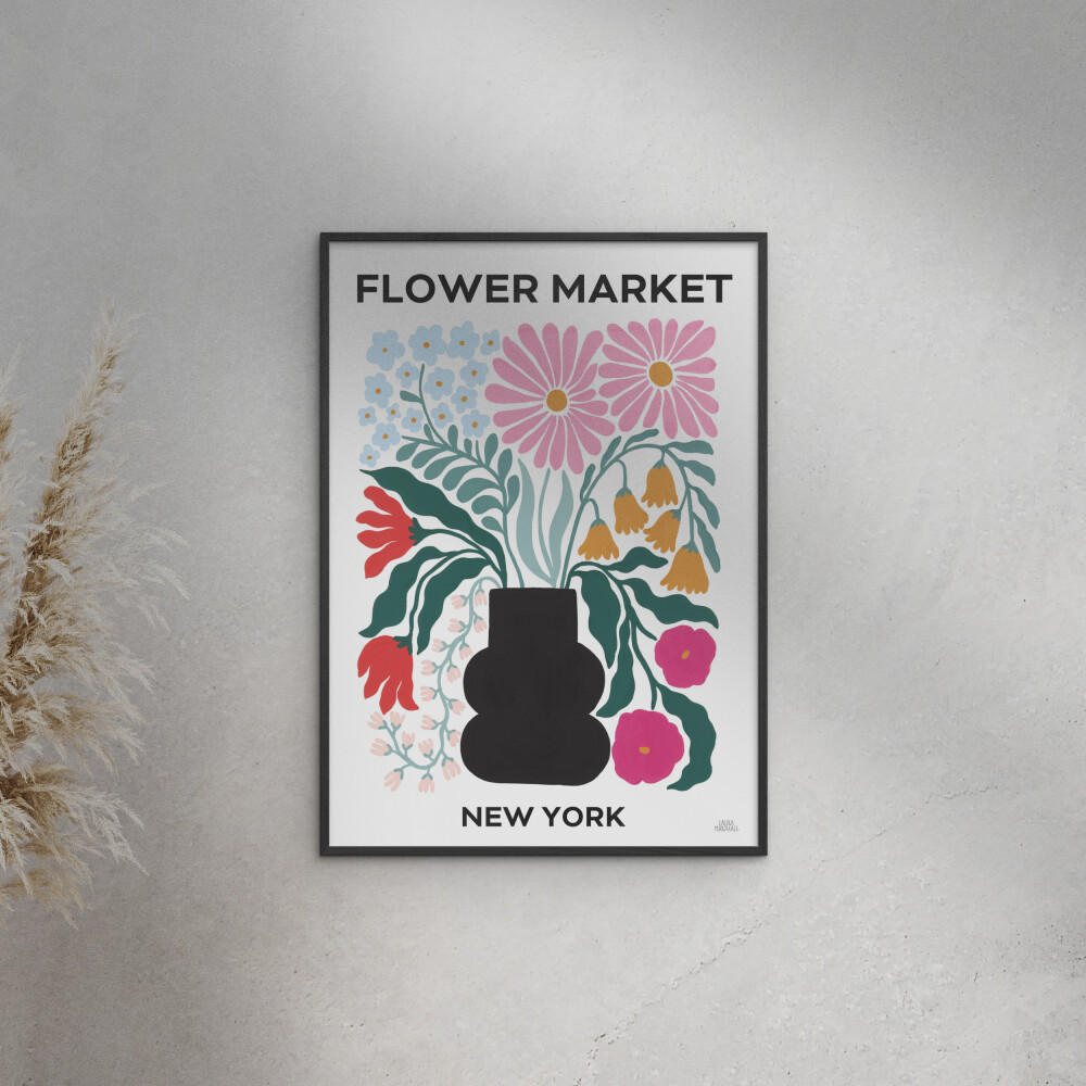 POSTER mit Rahmen Wild Apple - Flower Market III - Multicolor/Schwarz, Holz/Papier (30/40cm) - Poster&Frame