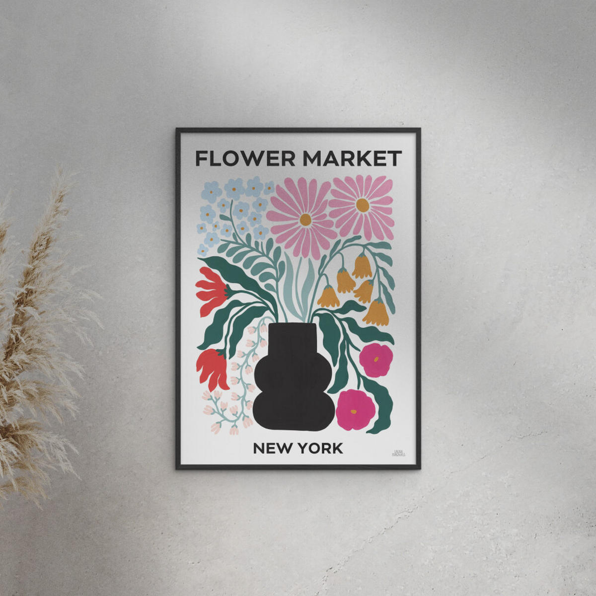 POSTER mit Rahmen Wild Apple - Flower Market III - Multicolor/Schwarz, Holz/Papier (30/40cm) - Poster&Frame