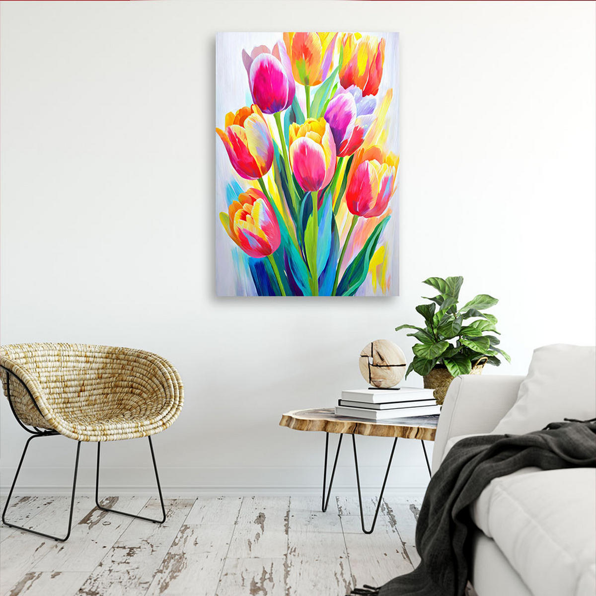 LEINWANDBILD Blumen 80x120cm - Multicolor, Textil (80/120cm) - Feeby