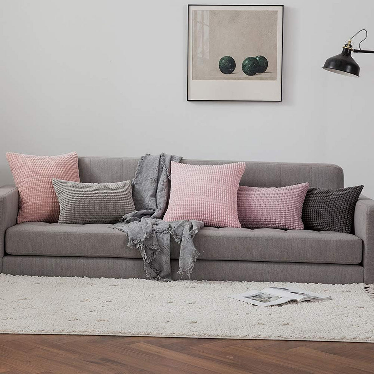 KISSENHÜLLE 45/45 cm，2er-Set - Hellgrau, Textil (45/45cm) - Kaket