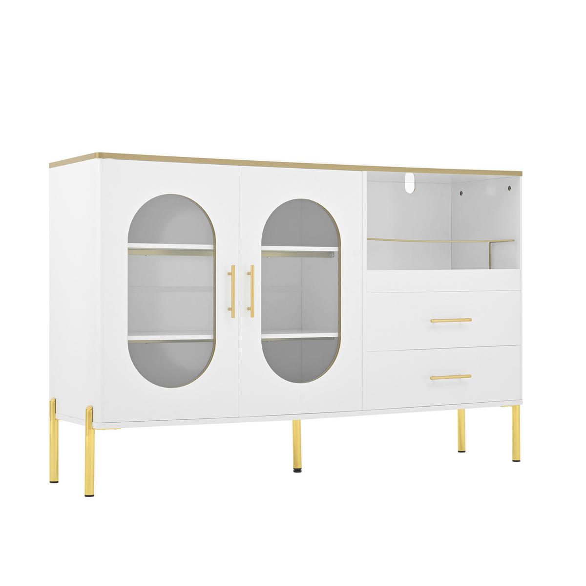 SIDEBOARD 140/38/90 cm Weiß aus MDF mit 2 Schubladen - Weiß, Holzwerkstoff (140/90/38cm) - OKWISH