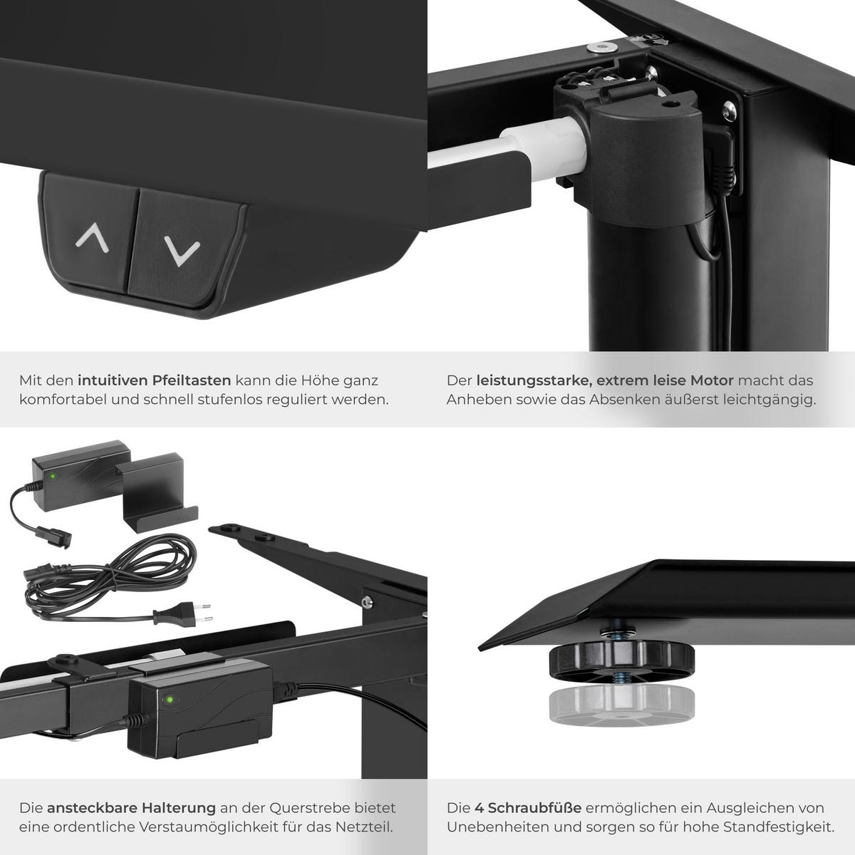 TISCHGESTELL Yannick,85 - 129 x 65 x 71 - 121 cm,schwarz - Schwarz, Metall (129/65/121cm) - tectake