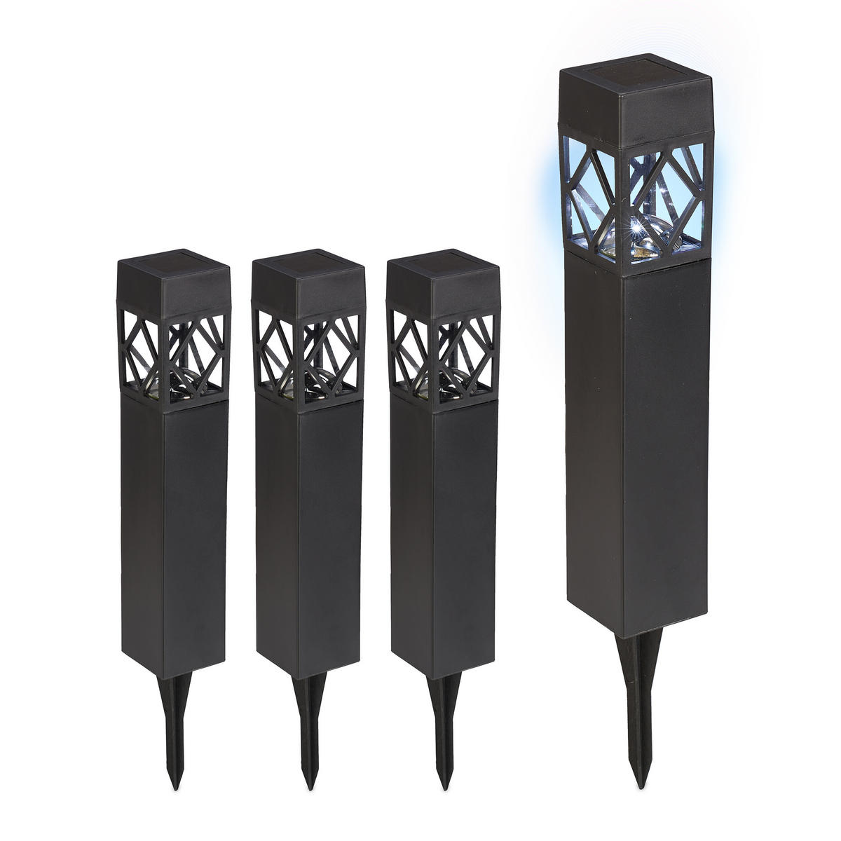 SOLARLAMPEN-SET - Schwarz, Kunststoff (6/6/41cm) - Relaxdays