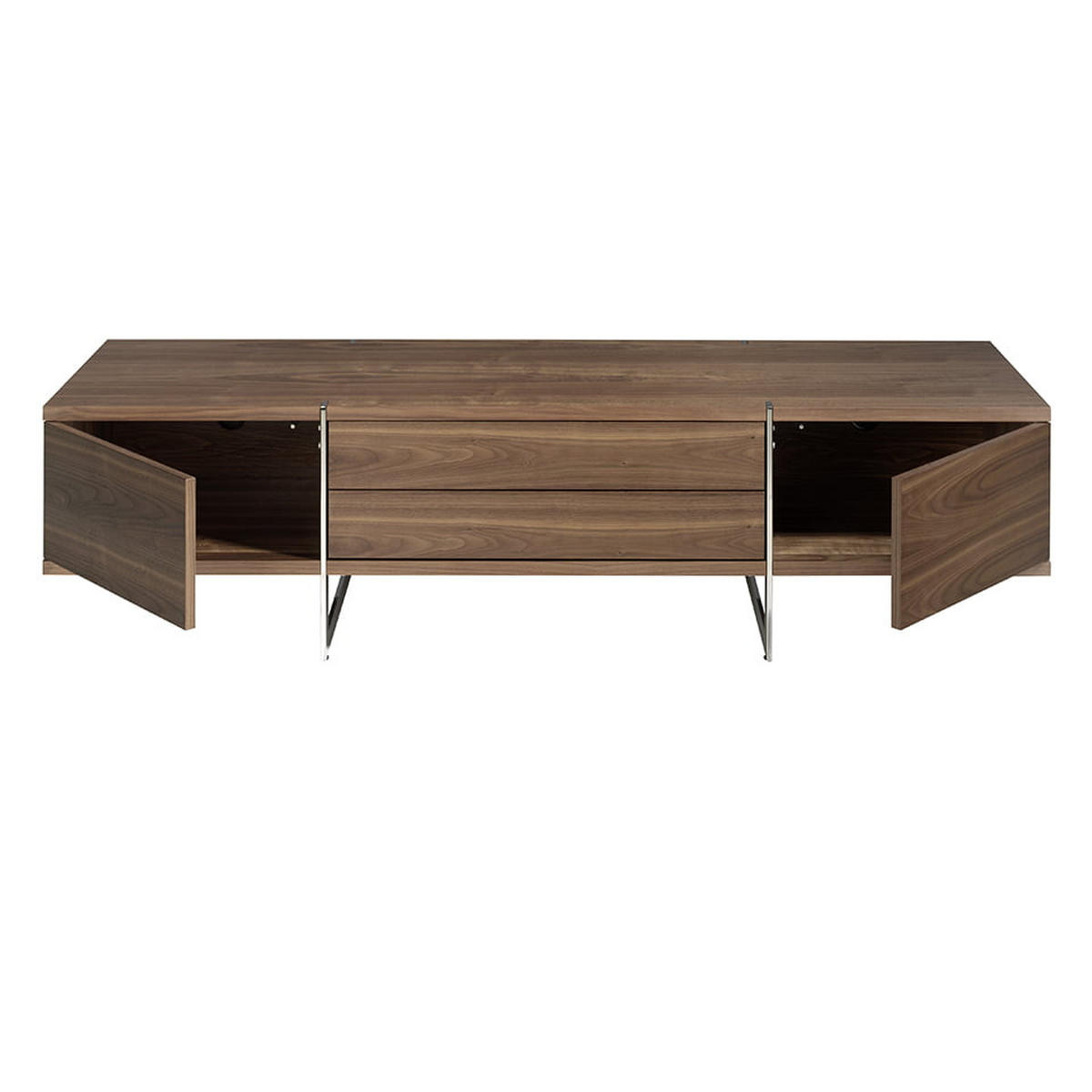 TV-ELEMENT Walnuss Stahl 180/56/46 cm - Edelstahlfarben/Walnussfarben, Holz/Metall (180/46/56cm) - ANGEL CERDA