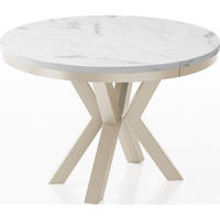 ESSTISCH Clara Beige Cashmere runder ausziehbarer, Marmor Weiß 120-200/120/76 cm - Kaschmir/Ecru, Holzwerkstoff/Metall (120/120/76cm) - WFL GROUP