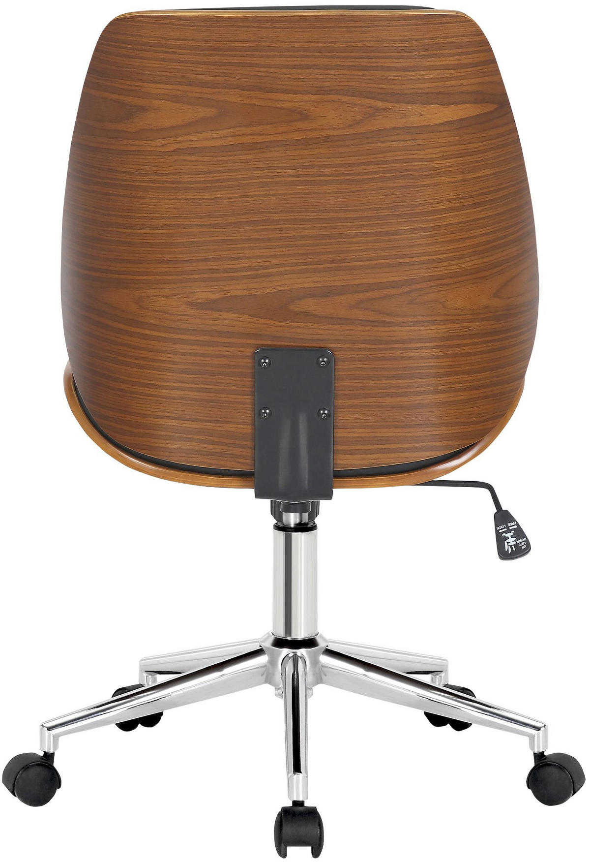 DREHSTUHL Lederlook Walnuss/Schwarz - Chromfarben/Walnussfarben, Textil/Metall (49.5/90/57cm) - CLP