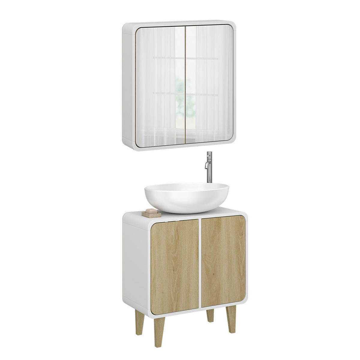 KOUPELNOVÝ NÁBYTEK Arla Bílá/dub - bílá/barva dubu, kompozitní dřevo (60/61/30cm) - Vicco