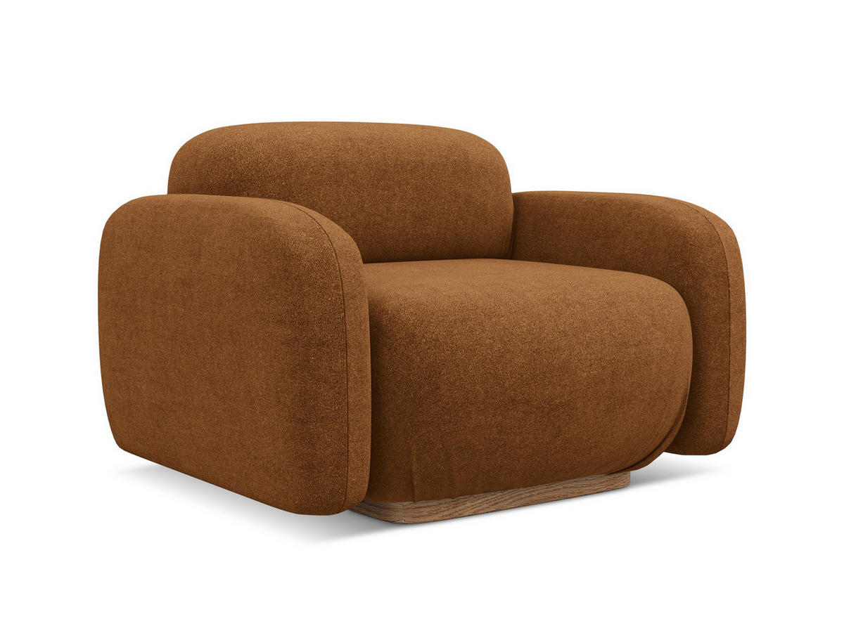 SESSEL Bouclé Stoff Orange - Pink/Terra cotta, Holz/Textil (110/73/95cm) - Makamii