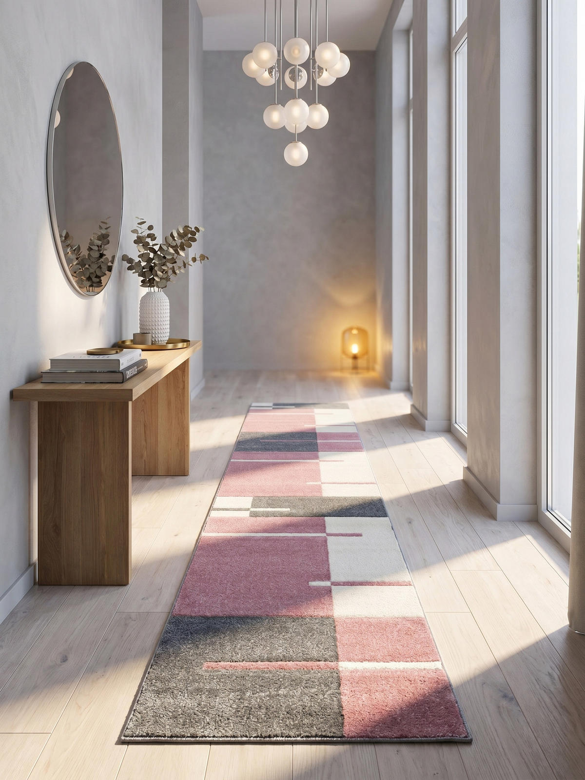 KURZFLORTEPPICH LATEMAR, kariert, Rosa, 80 x 300 cm - Rosa, Textil (80/300cm) - KADIMA DESIGN