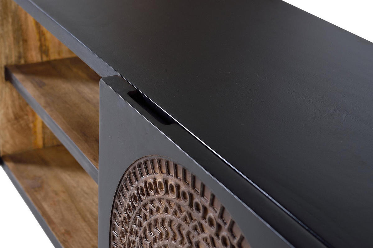 TV-SCHRANK aus Mangoholz und Metall - Dunkelbraun, Holz (145/56/40cm) - Giner y Colomer