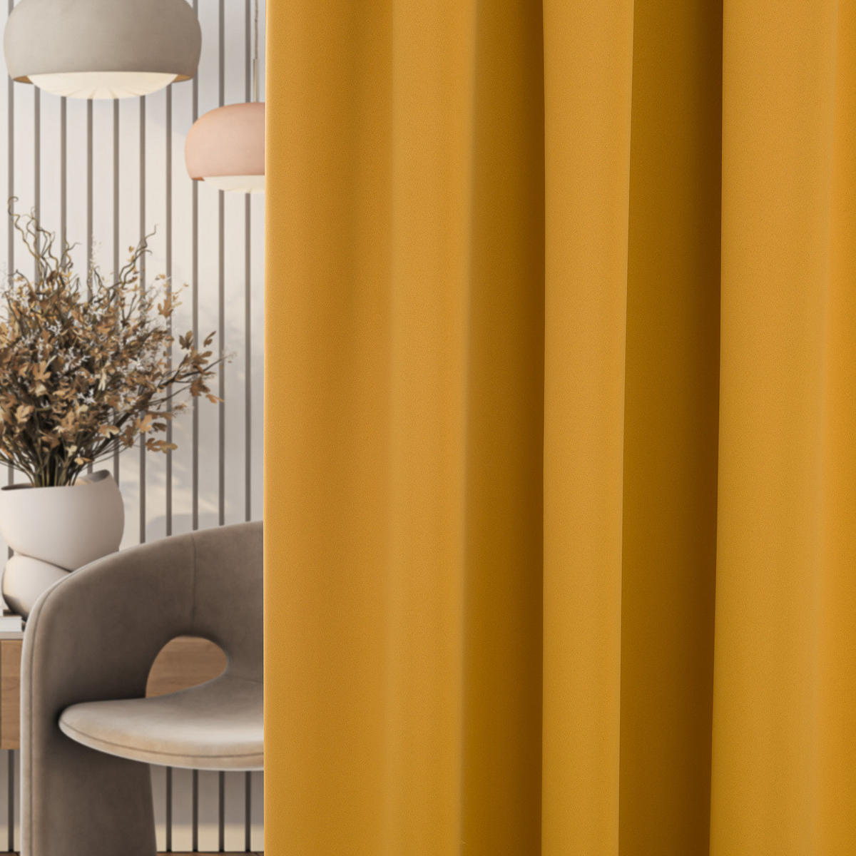 VERDUNKELUNGSVORHANG mit Schlaufenband 140x280 cm honiggelb - Gelb, Textil (140/280/1cm) - Dekoria