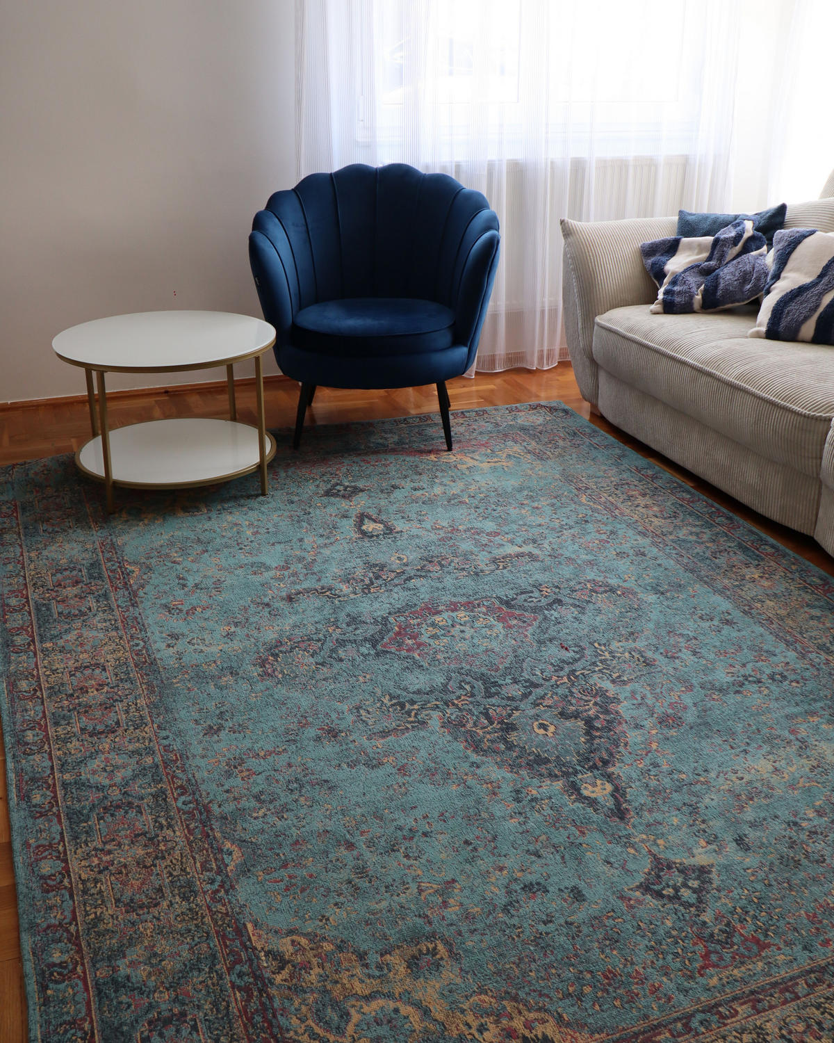 KURZFLOR-TEPPICH Kansu 230/160 cm - Blau, Textil (160/230cm) - Beliani