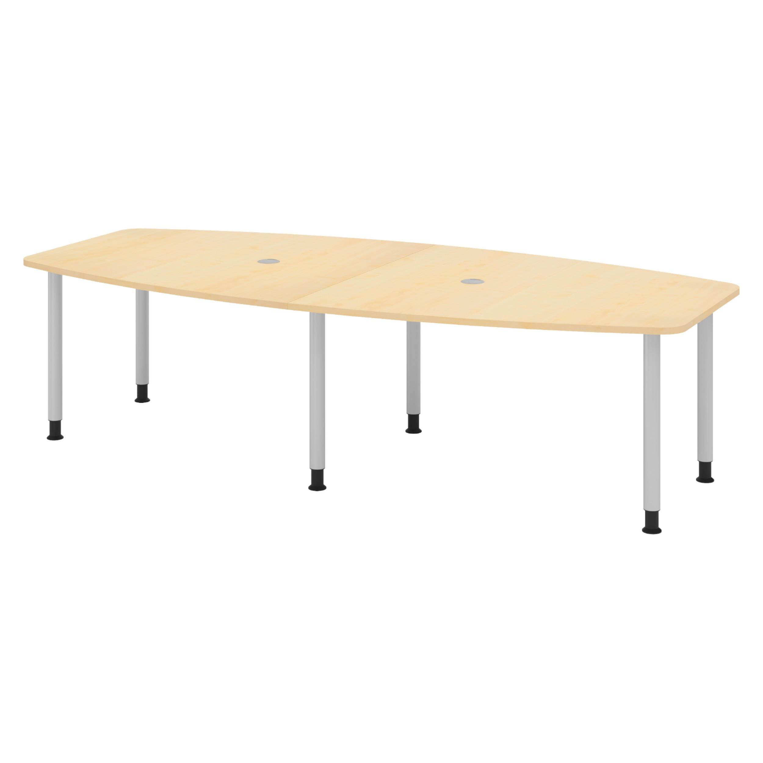 bümö Konferenztisch Ahorn, Silber 280x74x130 cm