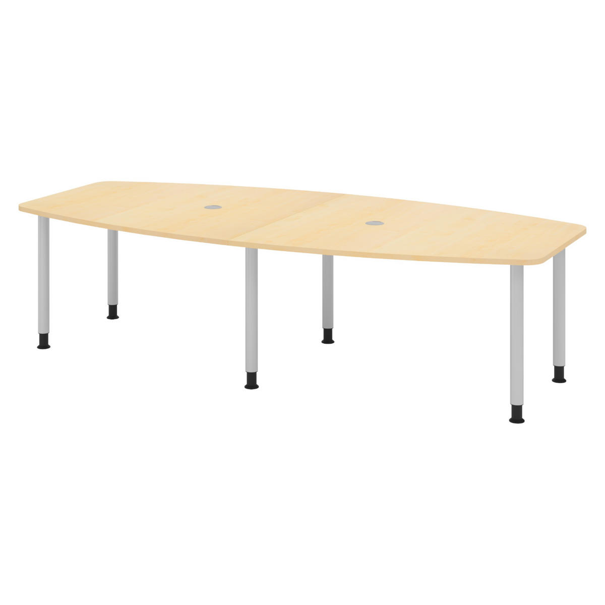 KONFERENZTISCH mittel KT28 130/280/74 cm in Ahornfarben/Füße in Silberfarben - Silberfarben/Ahornfarben, Holzwerkstoff (130/280/74cm) - bümö