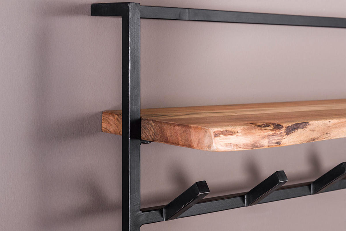 GARDEROBE RAICA Schwarz Akazie - Schwarz, Metall (100/80/30cm) - KAWOLA