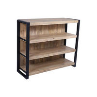 BARMÖBEL mit 3 Regalen - Mangoholz & Metall - Holzfarben & Schwarz - HARLEM II - Naturfarben, Holz (45/100/120cm) - Vente-Unique