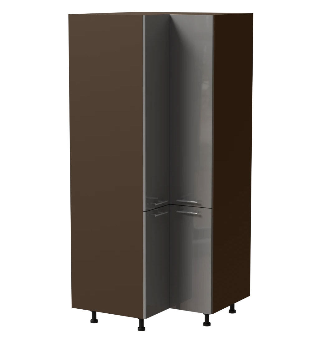 ECKVORRATSSCHRANK Essen D24N/207 Grau Hochglanz / Lava Matt 90 / 90 / 207cm - Dunkelgrau/Grau, Holz/Holzwerkstoff (90/207/90cm) - Feldmann-Wohnen