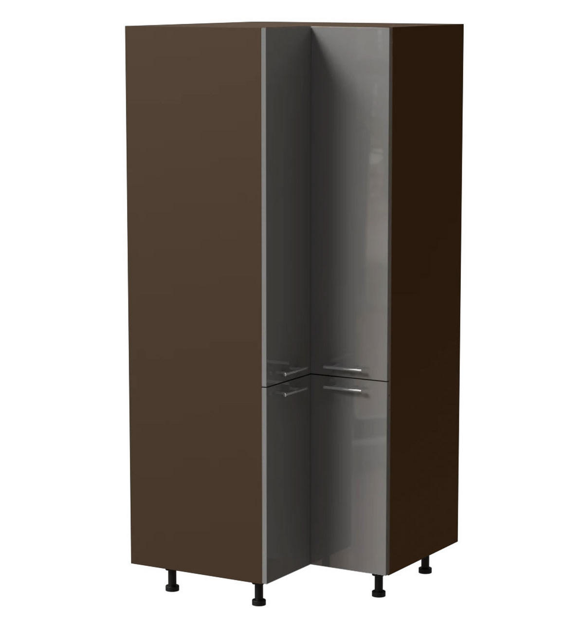 ECKVORRATSSCHRANK Essen D24N/207 Grau Hochglanz / Lava Matt 90 / 90 / 207cm - Dunkelgrau/Grau, Holz/Holzwerkstoff (90/207/90cm) - Feldmann-Wohnen