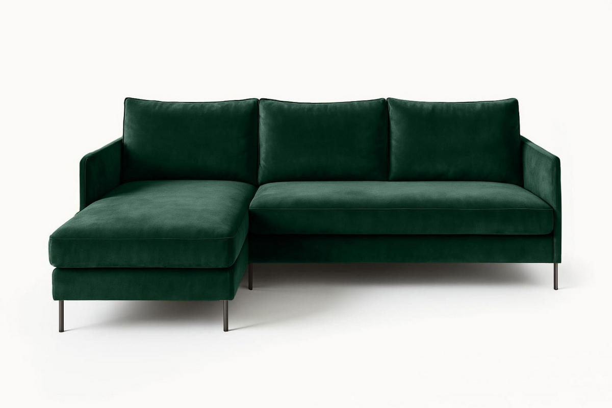 ECKSOFA Belis, Grün, Sofa mit Schlaffunktion - Grün, Holzwerkstoff/Textil (216/155cm) - Bettso