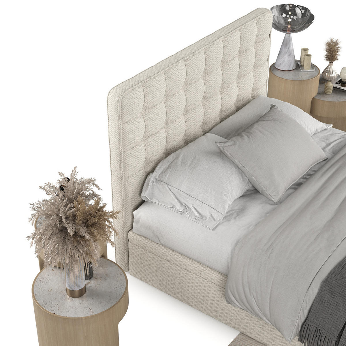 POLSTERBETT Celestia mit Stauraum 120/200 cm Hellbeige im Alta Stoff - Sandfarben/Schwarz, Holz/Holzwerkstoff (120/200cm) - AltaBeds