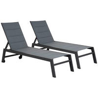 SONNENLIEGEN Barbados Grau und Anthrazitgrau 2er-Set - Anthrazit, Metall (61/95/198cm) - Happy Garden
