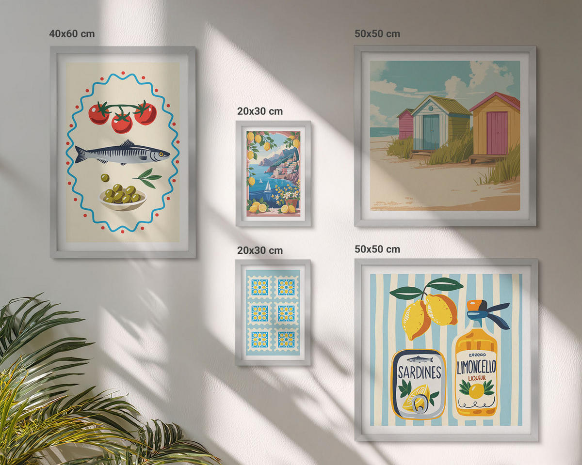 BILDER SET 5er Set - 50x50 cm & 20x30 cm & 40x60 cm Silberner Rahmen - Blumenwein Mailand Paris - Silberfarben, Kunststoff (40/60cm) - TULUP