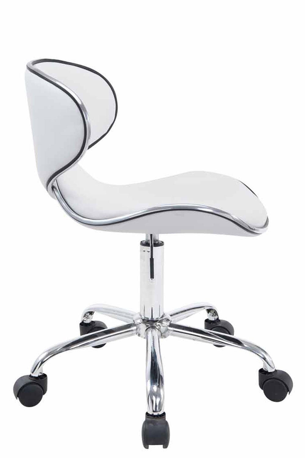 HOCKER Lederlook weiß - Chromfarben/Weiß, Textil/Metall (47/71/50cm) - CLP