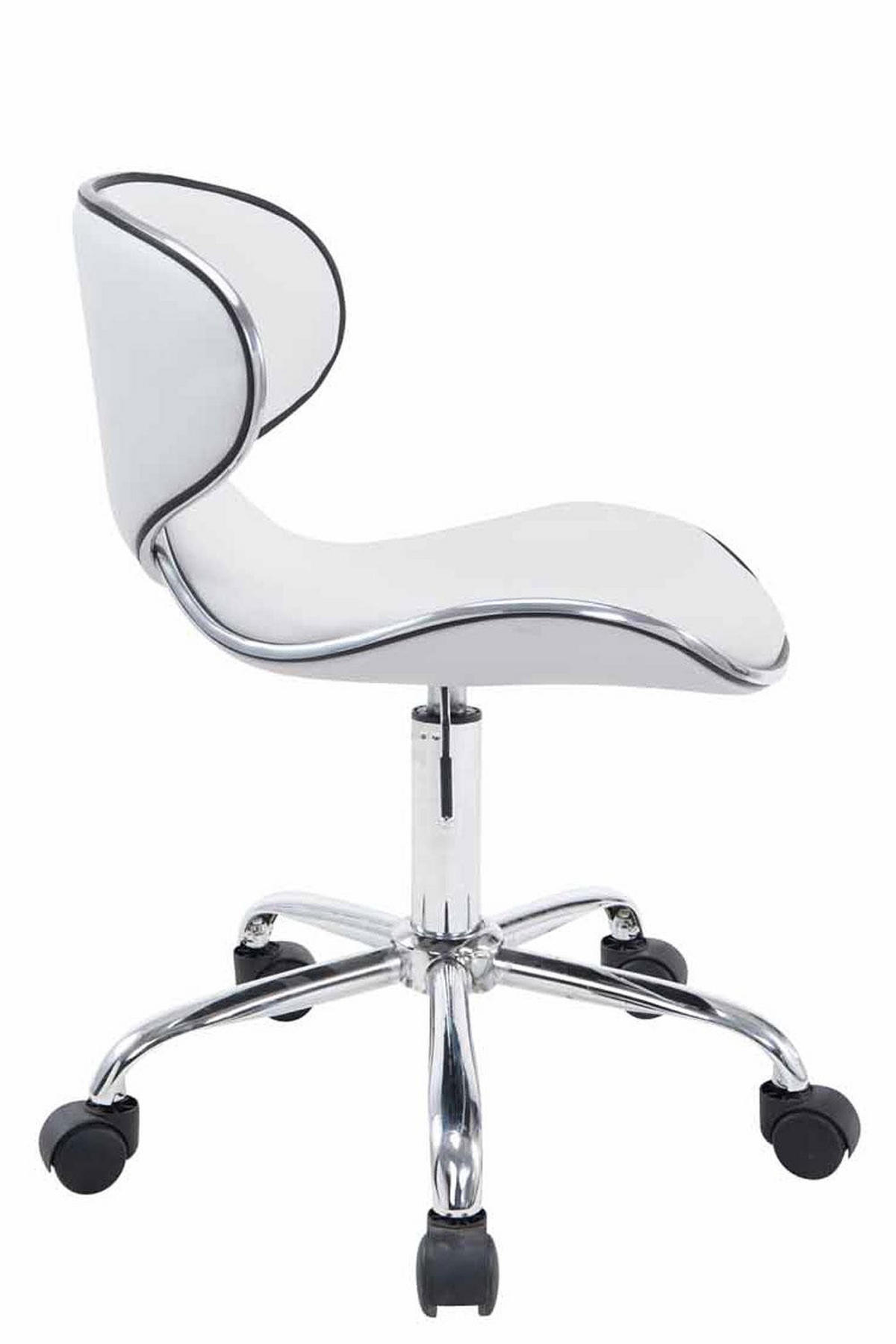 HOCKER Lederlook weiß - Chromfarben/Weiß, Textil/Metall (47/71/50cm) - CLP