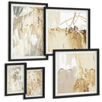 BILDER SET 5er Set - 50x50 cm & 20x30 cm & 40x60 cm Schwarzer Rahmen - Haus am Wasser, Toastsegelboot - Schwarz, Kunststoff (40/60cm) - TULUP