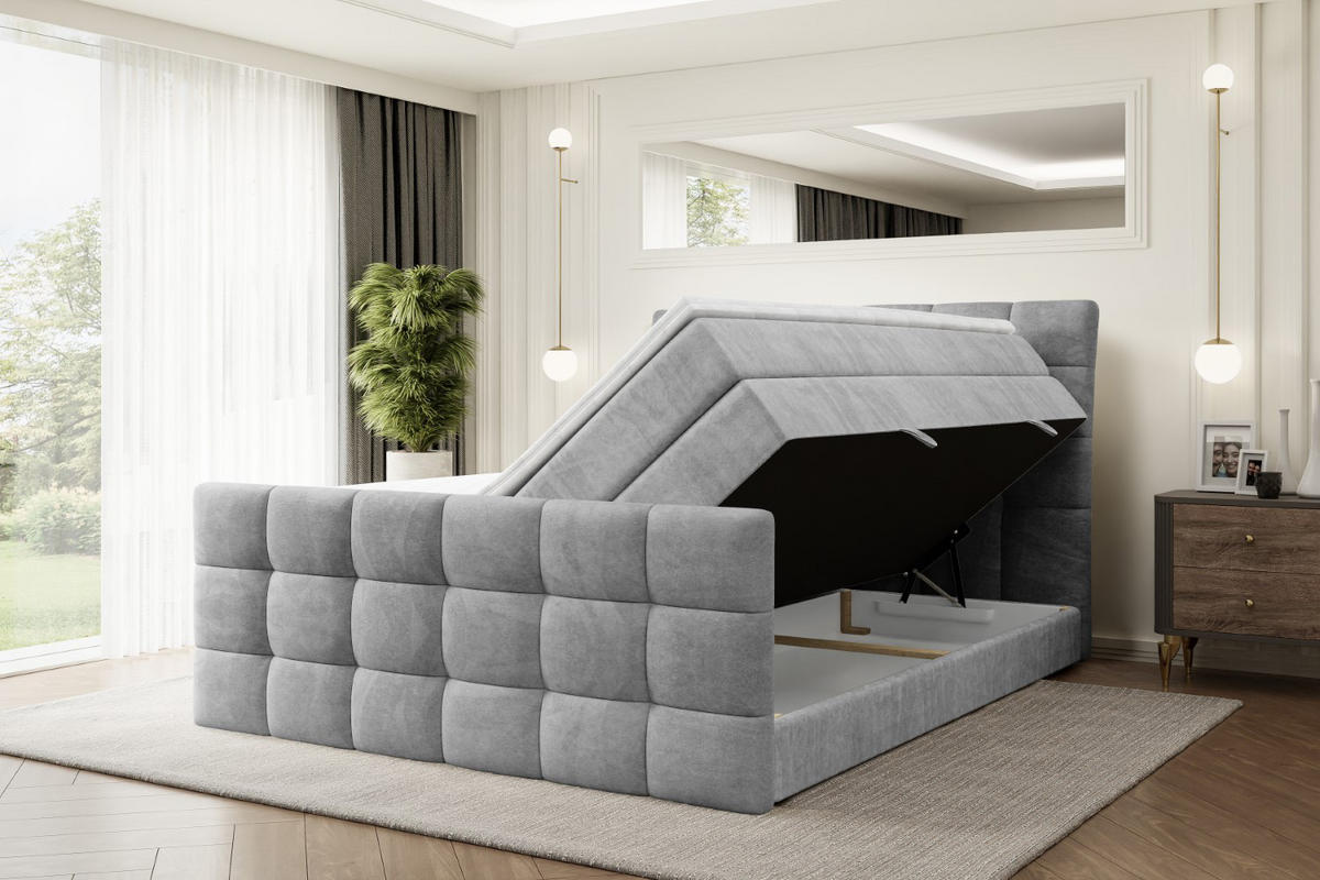 BOXSPRINGBETT BRUGO-Z KING - 120 x 200 - H3/H4 - Hellgrau - Hellgrau, Holzwerkstoff (120/200cm) - ALTDECOR